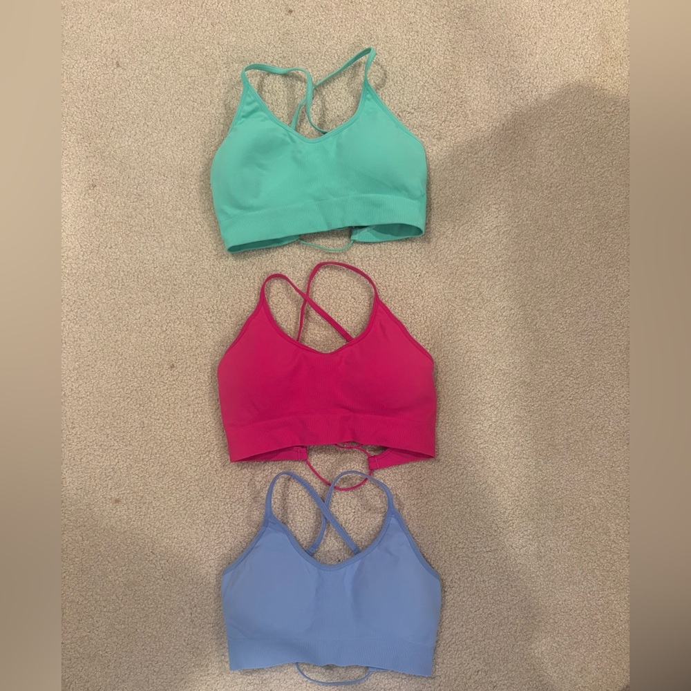 Set of Three Colorful Sports Bras